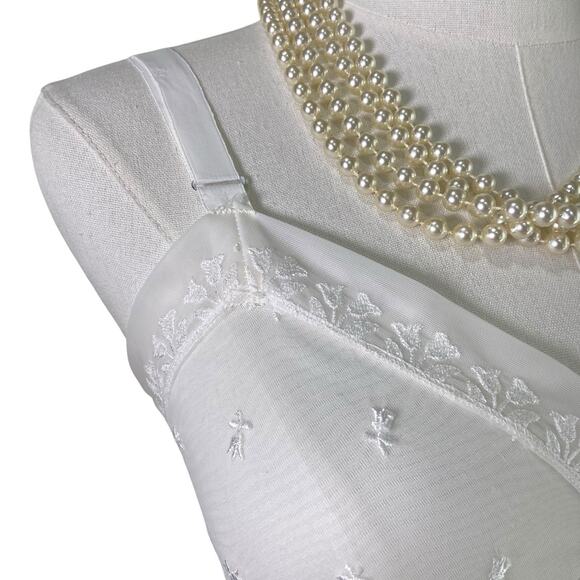 Vintage 50s White Nylon Tulip Chiffon Lace Bust Full Slip Dress Women’s Size S - Picture 6 of 14